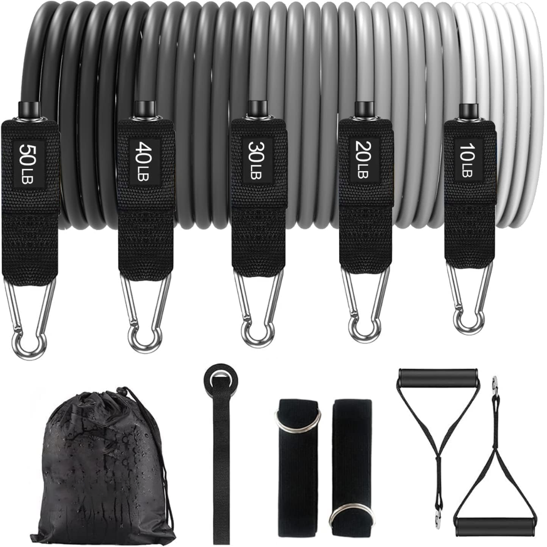 "Ergonomische PowerGrip Widerstandsreifen, einstellbarer Widerstand, robuste Griffe, ideal für vielseitiges Krafttraining."