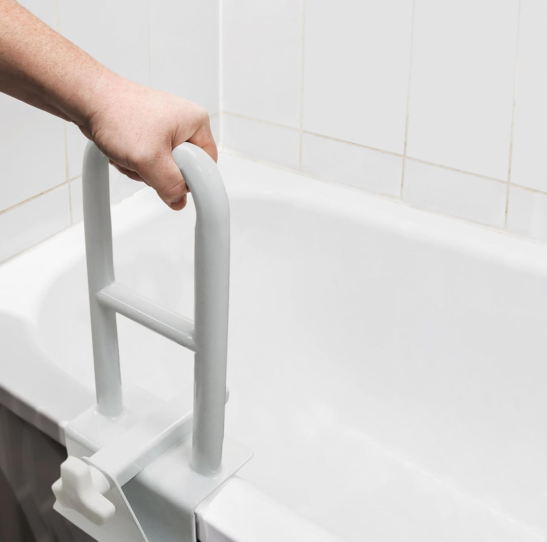 Ergonomischer Badewannenhaltegriff für Senioren, bietet sicheren Halt im Badezimmer, verhindert Unfälle, einfache Montage.