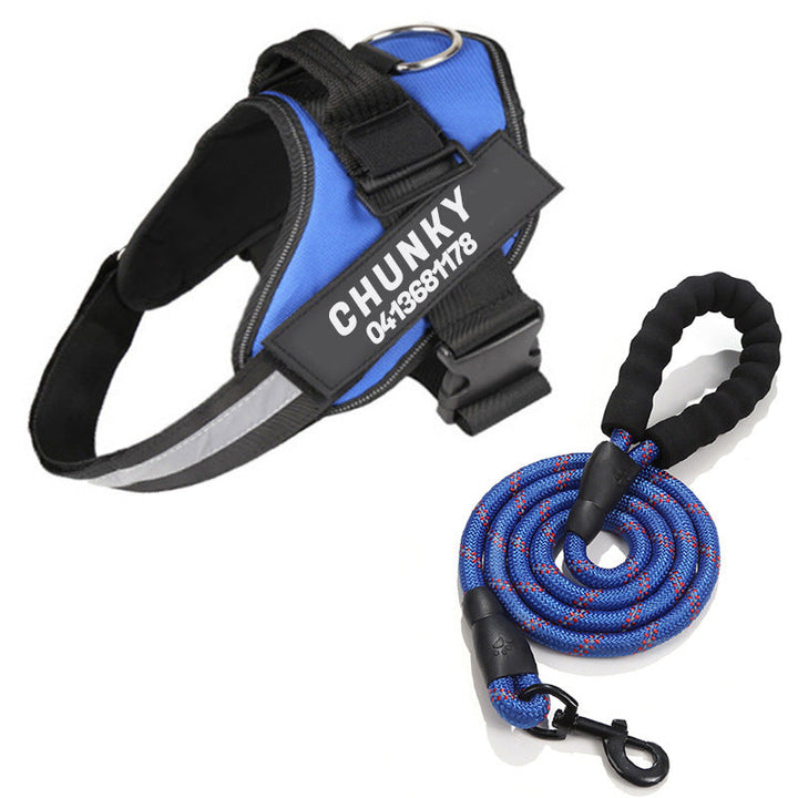 Ergonomisches Anti-Zug Hundegeschirr in verschiedenen Farben, personalisierbar für Komfort und reflektierende Sicherheit.