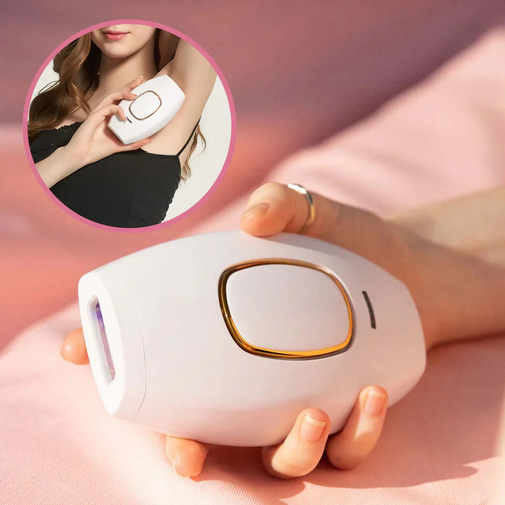 "Ergonomisches IPL Haarentfernungsgerät für dauerhafte Haarfreiheit zu Hause, elegantes Design, sanfte Lichtimpulse."