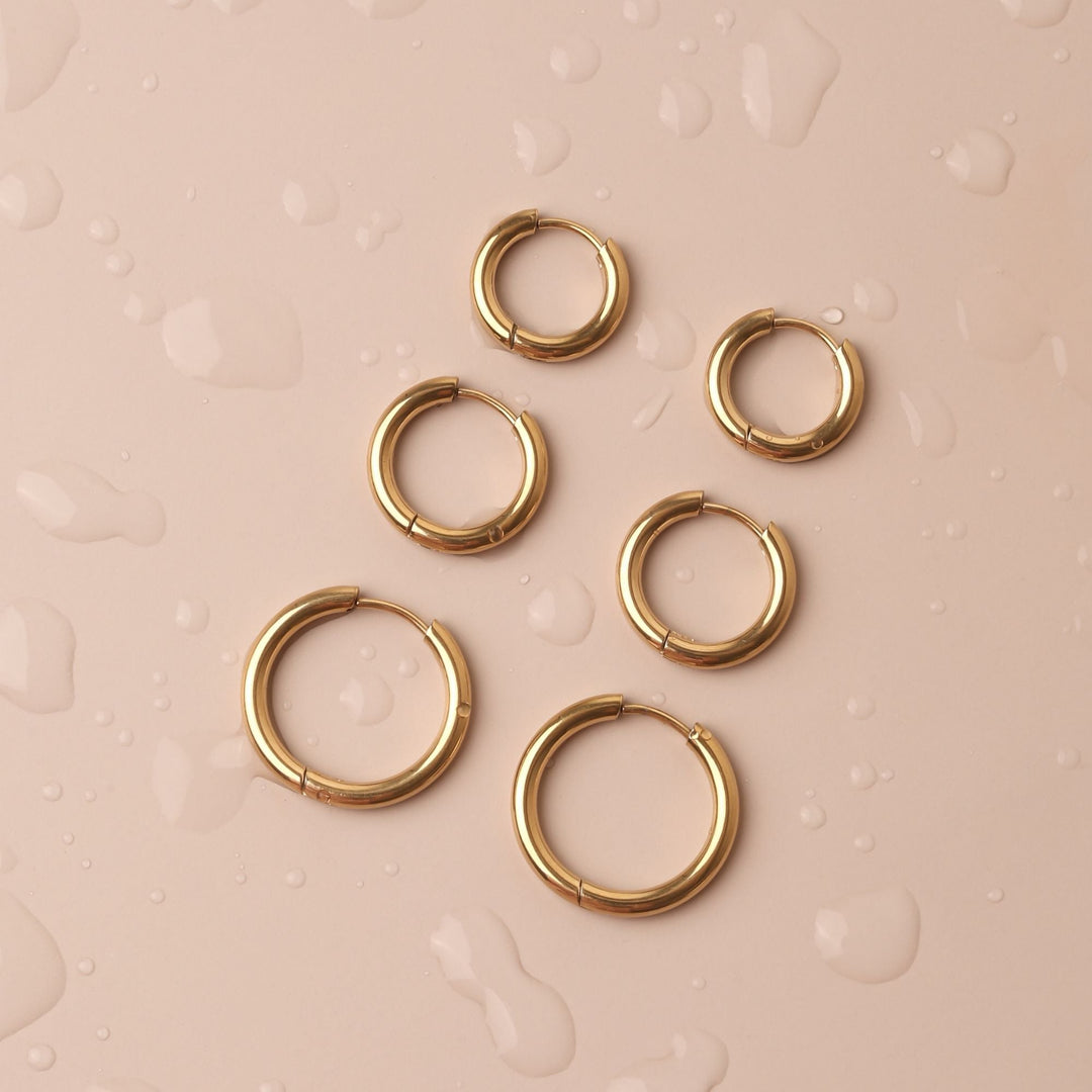 Zeitloses Schmuckset: Damen Creolen in 3 Größen, aus Edelstahl, wasserfest & hypoallergen.
