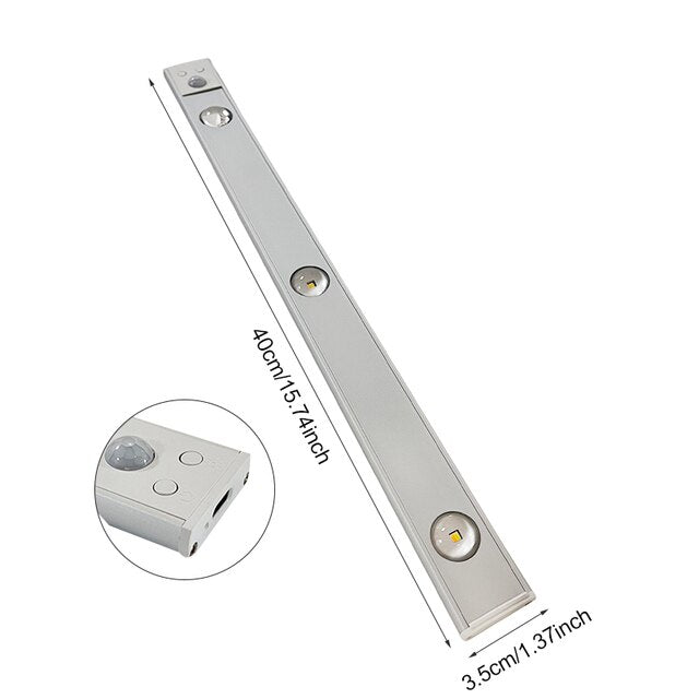 Evolite LED Nachtlicht mit Bewegungssensor, 40cm, weiß, energiesparend, batteriebetrieben.