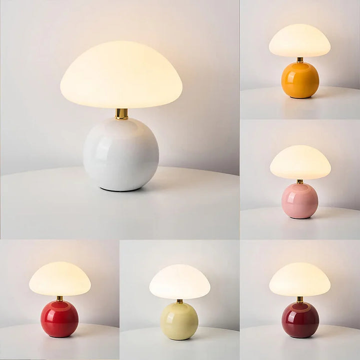 Elegante Französische Creme Tischleuchte mit Pilzdesign