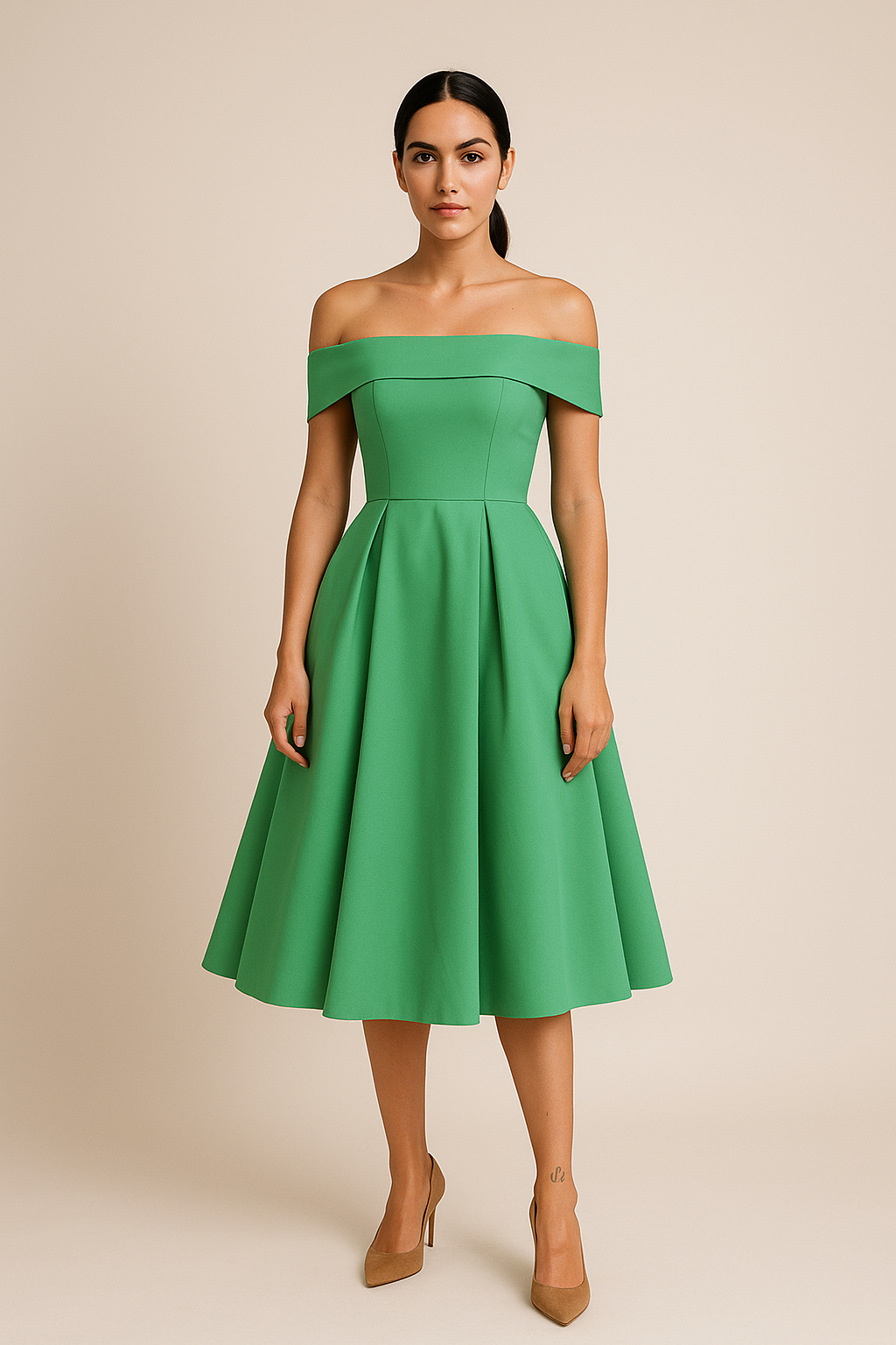 Elegantes Damenkleid in A-Linie, schulterfrei für besondere Momente