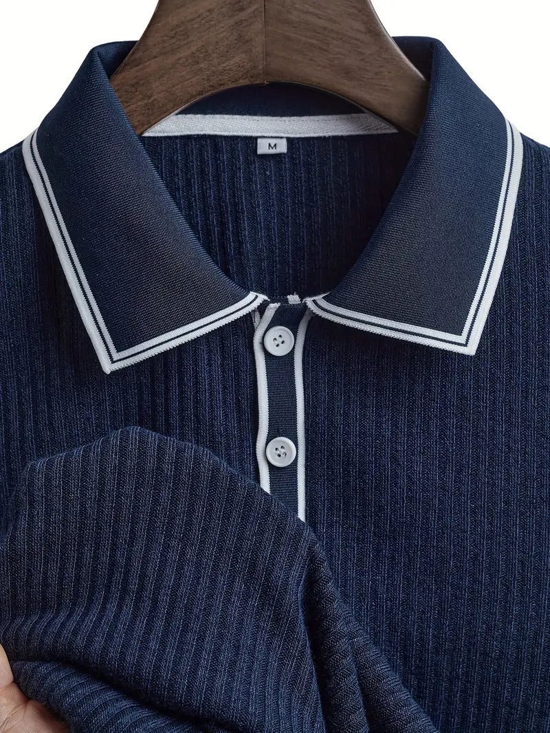 Modisches Strick Polo Shirt für Herren in blau