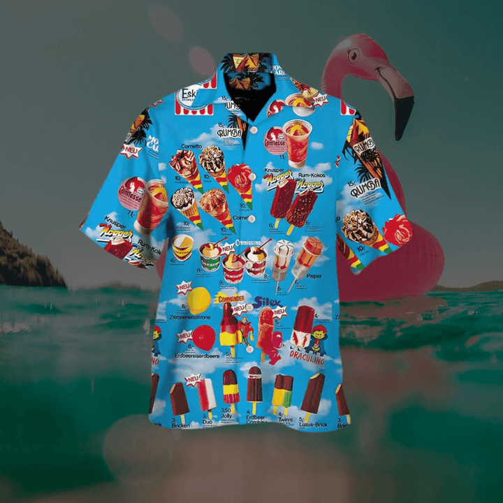 Sommerhemd Herren - Eiscreme-Print