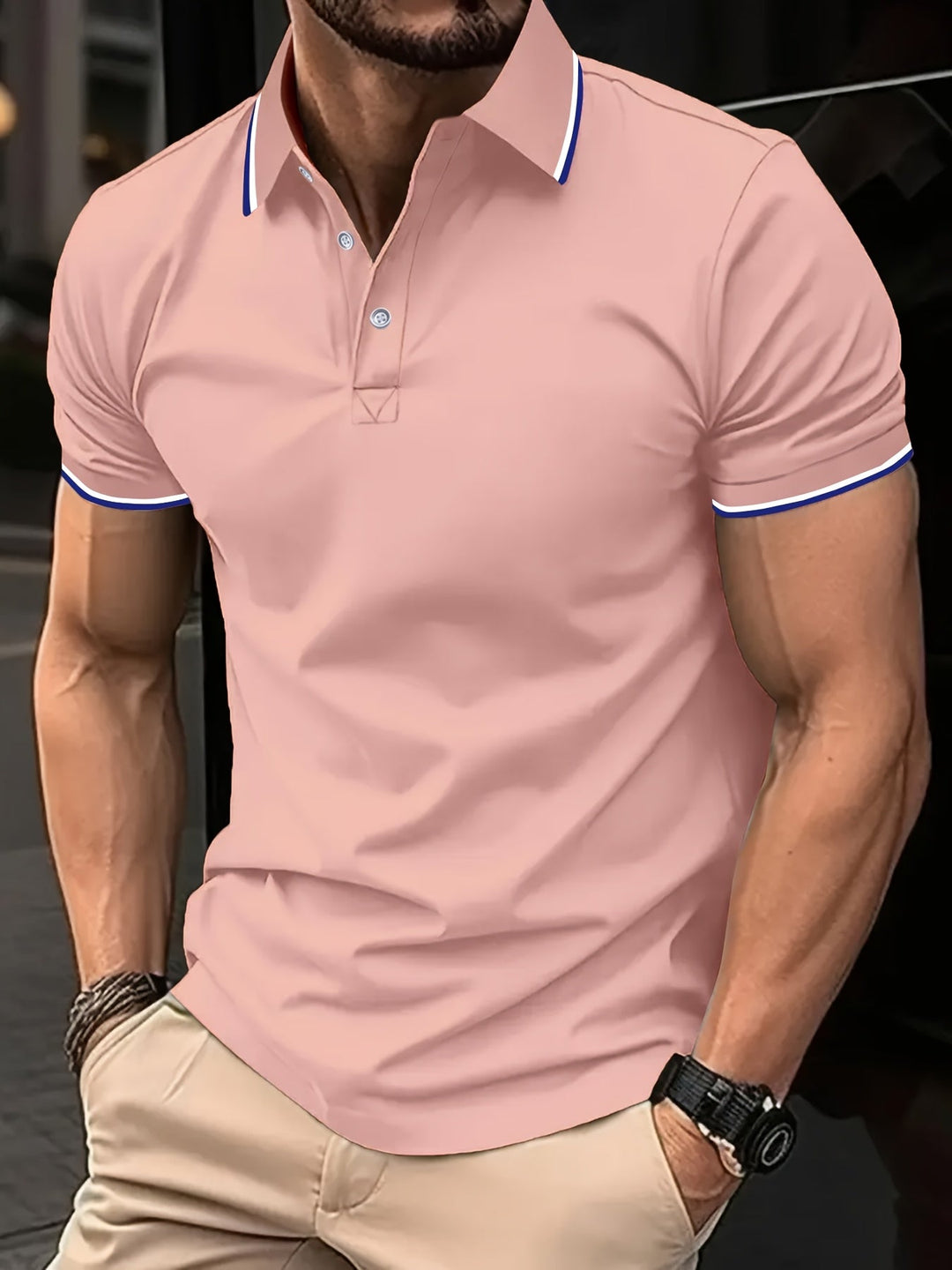 Elegantes Herren Kurzarm Polohemd, stilvolles Oberteil für smarte Casual-Events.