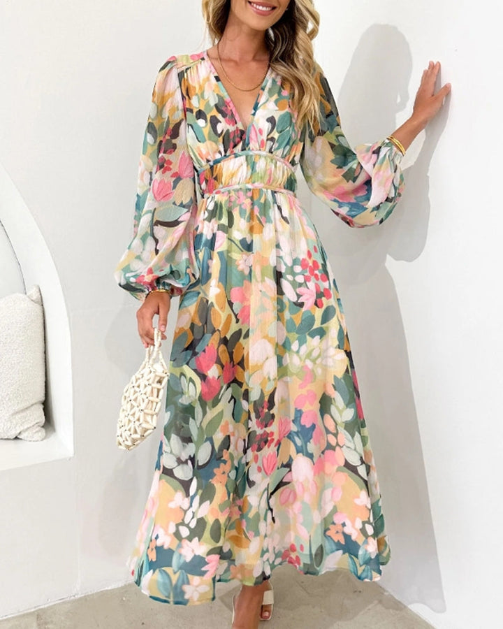 Blumenkleid für Damen mit floralem Print, Rückansicht