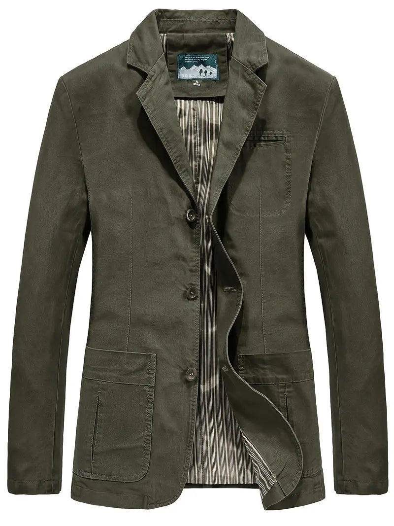 Dunkelgrüne Herrenjacke mit klassischem Reverskragen