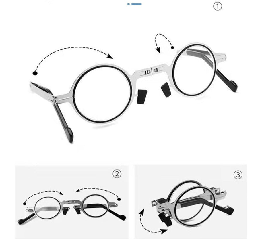 Kompakte Faltbrille mit kratzfesten Linsen für Damen und Herren, inklusive Etui