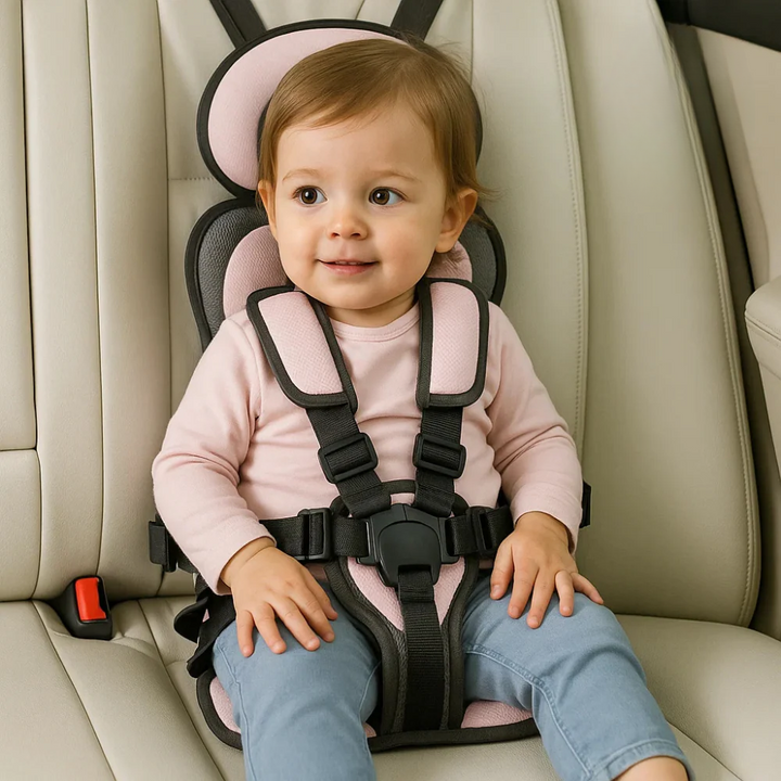 Mobiler Kindersitz als Sitzerhöhung für Kinder, faltbar und leicht zu transportieren.