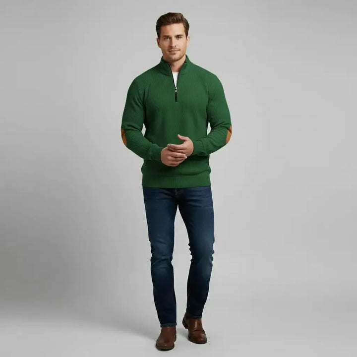 Grün - Herren Pullover Mit Gerippten Bündchen