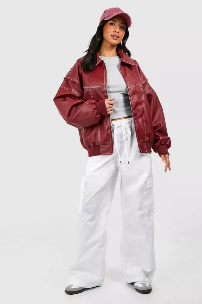 Damen Oversize Rote Jacke - Trendfarbe