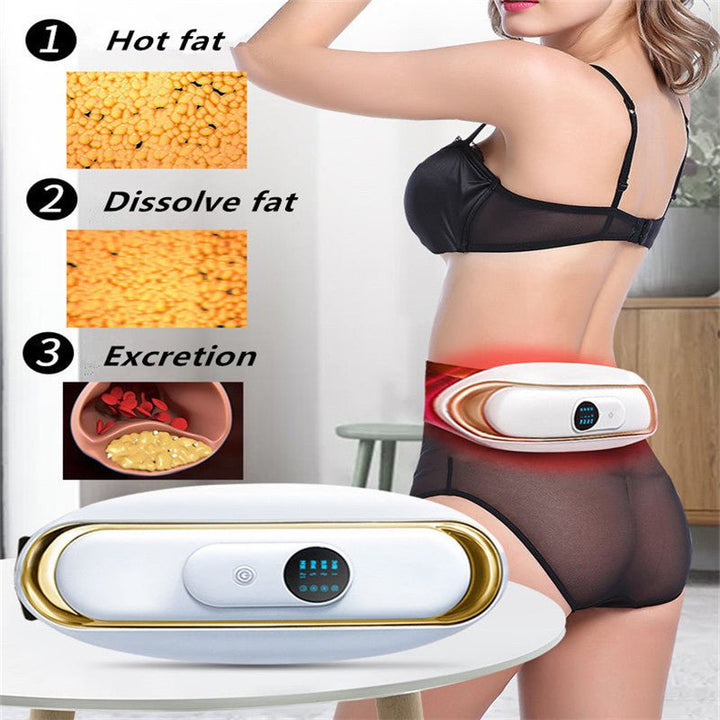 Fettverbrennungsgerät für Bauch, weiß-gold, tragbar, zur Fettauflösung und Körperformung.