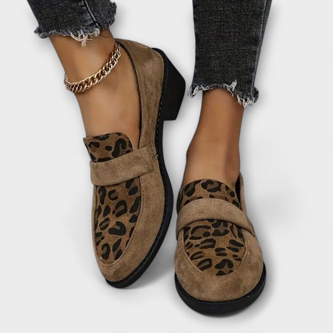 Stylische Damen Loafer mit Leopardenprint und robuster Sohle