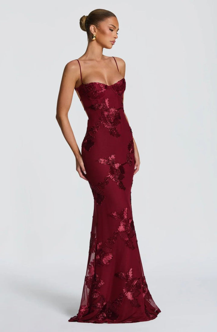 Partykleid für Damen figurbetont mit edlem Blumenmuster tailliert