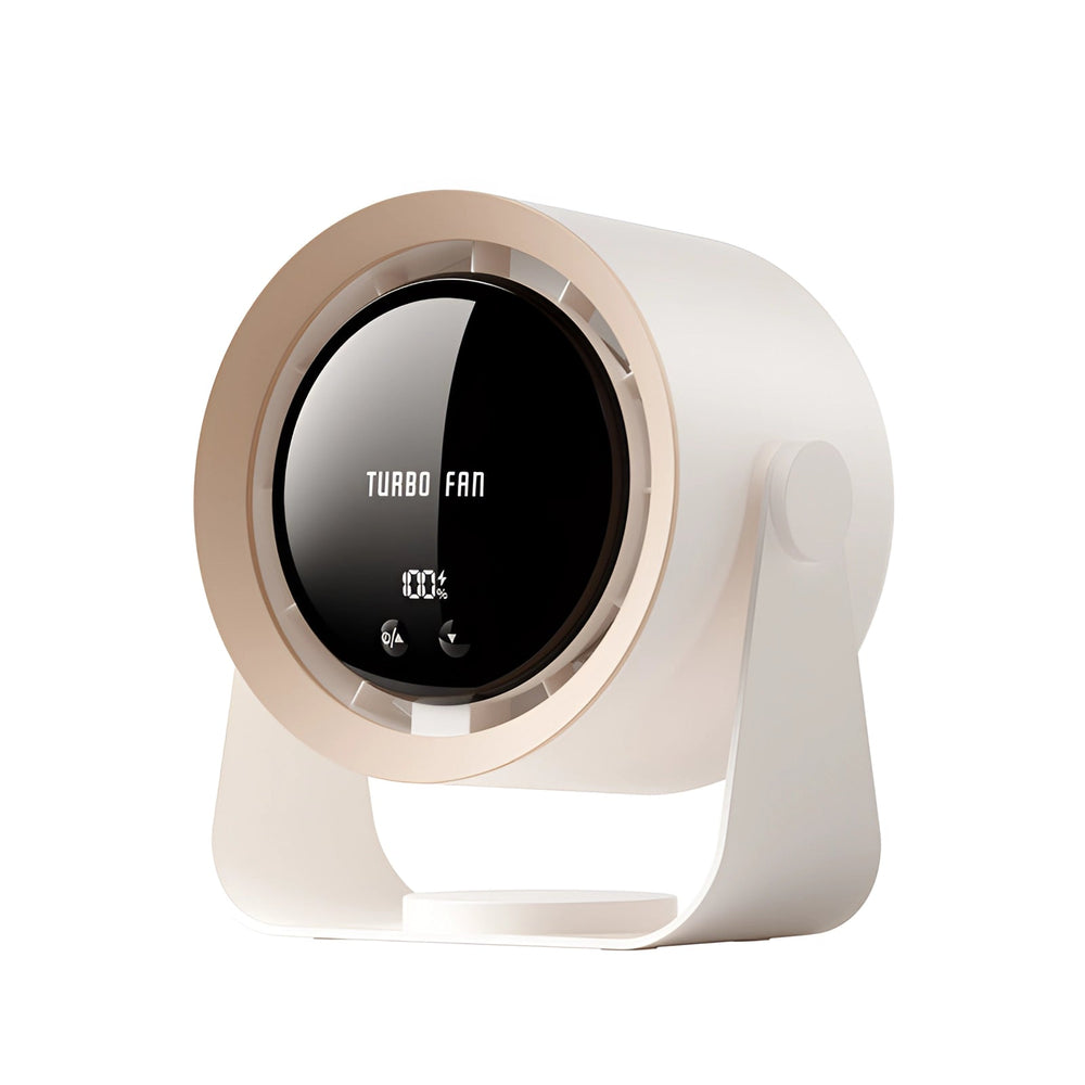 Moderner, sicherer flügelloser Ventilator mit LED-Display. Leiser Tischventilator für Büro und Zuhause.