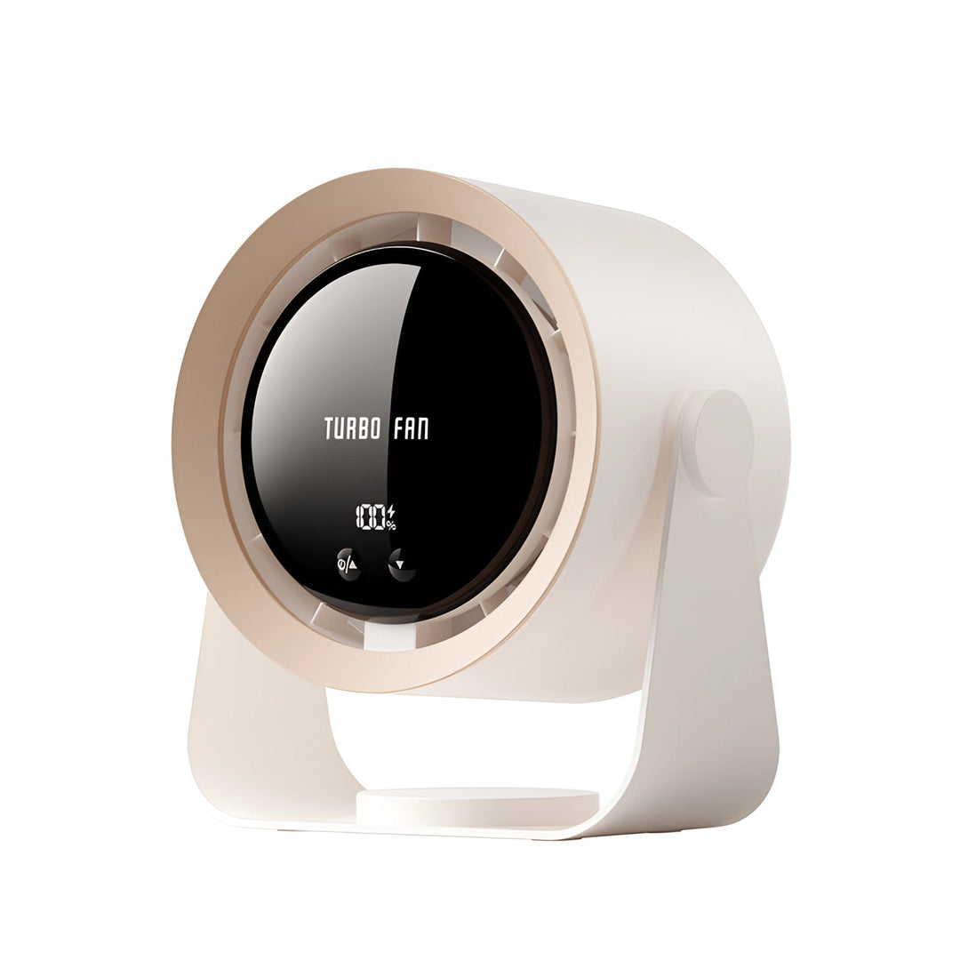 Moderner, sicherer flügelloser Ventilator mit LED-Display. Leiser Tischventilator für Büro und Zuhause.