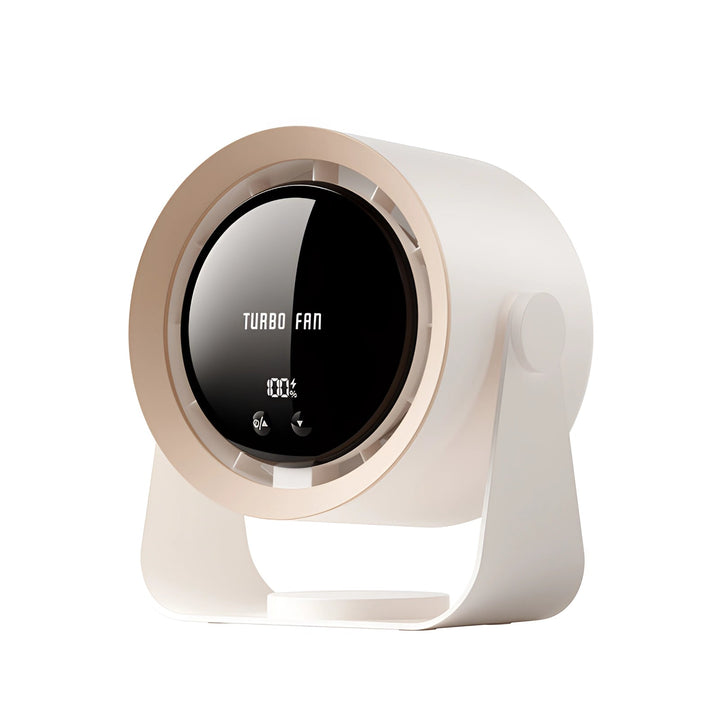 Moderner, sicherer flügelloser Ventilator mit LED-Display. Leiser Tischventilator für Büro und Zuhause.