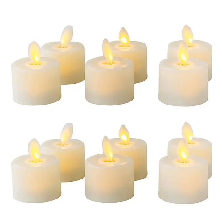 "Flammenähnliche, flackernde LED-Lichterkerzen, elegant, energiesparend, batteriebetrieben, mit Fernbedienung und dimmbar."