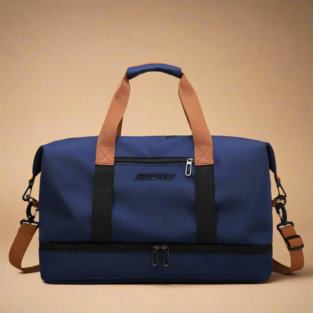 "FlexFit Pro Duffel: Vielseitige, robuste Tasche aus Nylon mit speziellem Schuhfach und abnehmbarem Schultergurt."