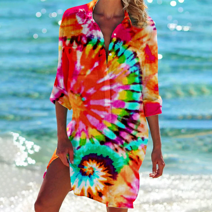 Elegantes Kaftan-Sommerkleid für Damen, luftig und bequem, mit wunderschönem Blumenmuster, perfekt für Urlaub.