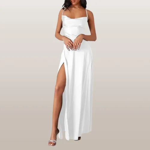 Fließendes, ärmelloses Damen Maxikleid für sommerliche Eleganz, ideal für Freizeit oder Abend, in Blau.