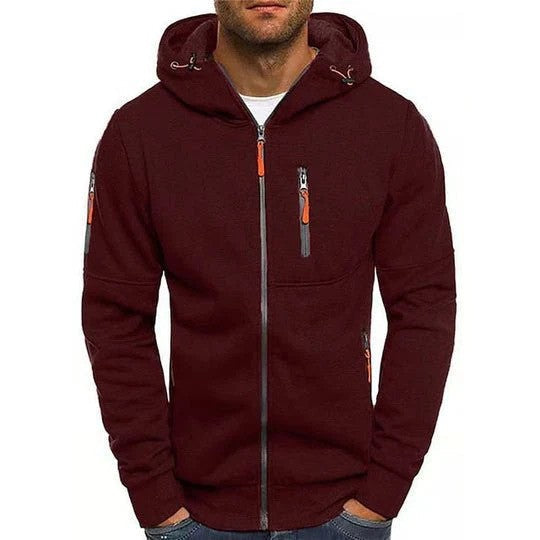 Casual Herren Kapuzenpullover in lockerer Passform; gemütlicher Hoodie mit Kapuze für entspannte Herrenmode.