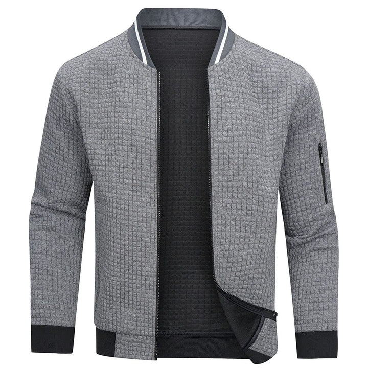 Gemütlicher Herren Strickpullover, warmes Gewebe, Reißverschluss, ideal für Outdoor, in Grau, langlebiger Komfort.