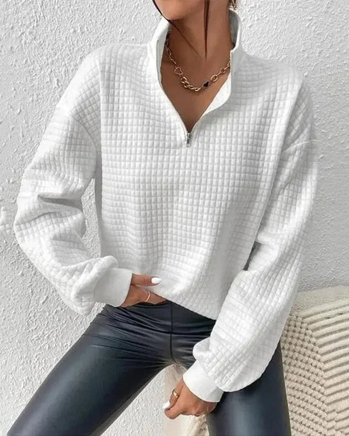 Komfortabler Damen Langarm-Pullover, gesteppt. Stylisches Oberteil für Herbstmode & Winterkleidung, weich & warm.
