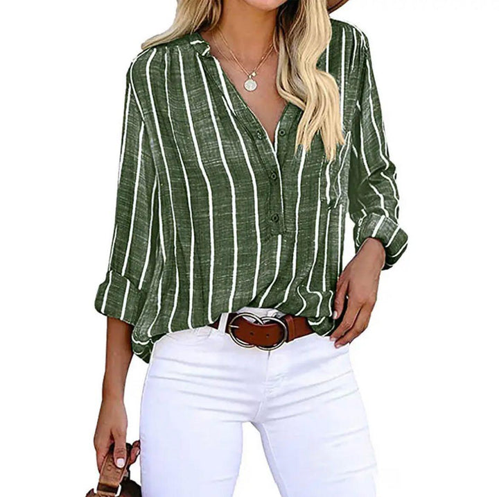 Sabina Damen Bluse gestreift, luftige Sommerbluse locker geschnitten für Freizeit, Casual Mode und warme Tage.