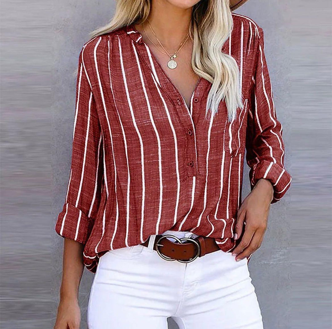 Vielseitige Sabina Damen Sommerbluse, gestreift, locker und luftig für Freizeit, Tageslook und Casual Outfits.