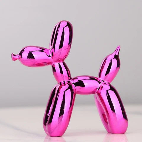 Glänzende Ballonhund Skulptur aus Polyresin, metallisches Finish, dekorative Tierfigur für modernes Interieur.