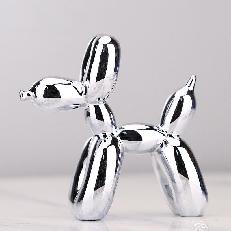 Glänzende Ballonhund Skulptur aus Polyresin, metallisches Finish, dekorative Tierfigur für modernes Interieur.
