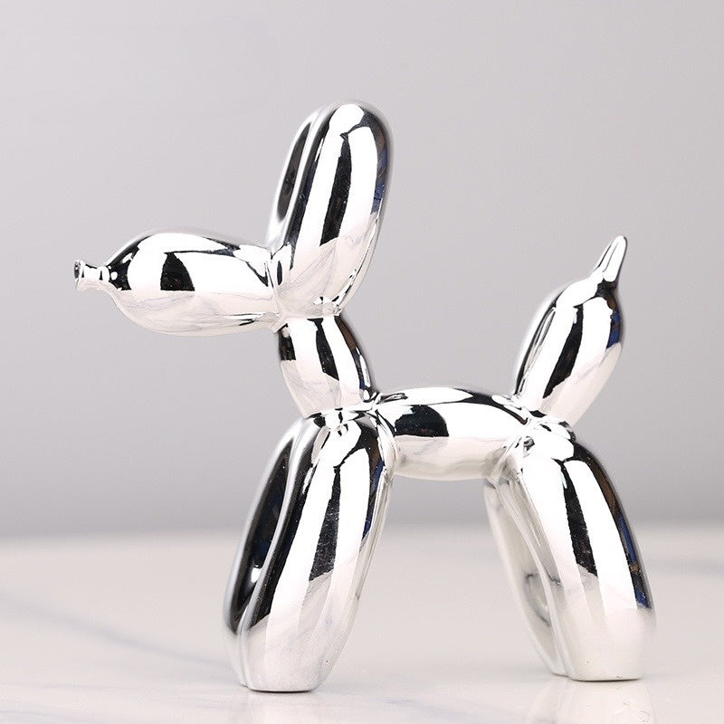 Glänzende Ballonhund Skulptur aus Polyresin, metallisches Finish, dekorative Tierfigur für modernes Interieur.