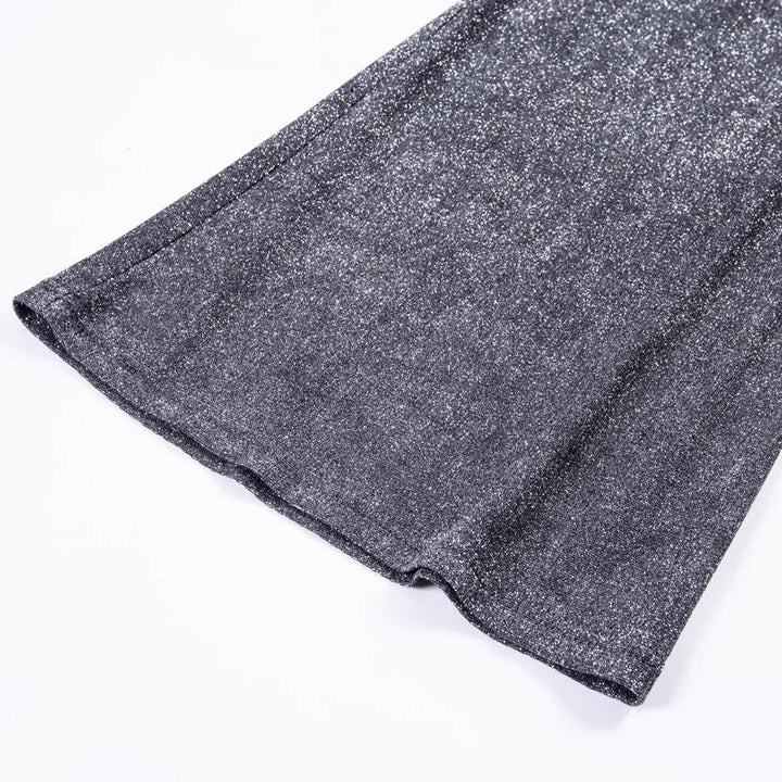 Bequeme Damenhose mit hohem Bund und Pailletten, glamourös und stylisch für besondere Abende.