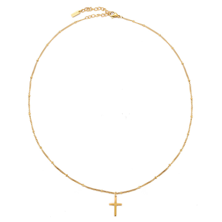 Elegante Damen Gold Kreuz Halskette aus hypoallergenem Edelstahl, wasserfest und minimalistisch. Ideal für den Lagenlook.