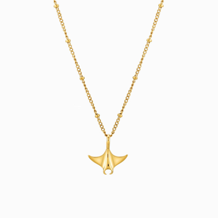Sommerschmuck Halskette mit Mantarochen Anhänger und grünem Kristall
