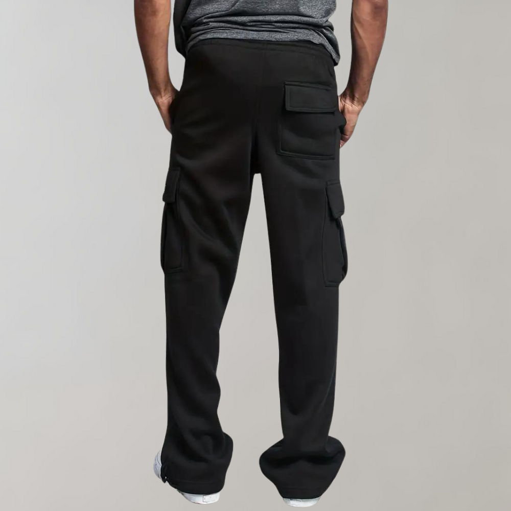 Herren Jogger Cargo-Hose, schwarz, locker sitzend, komfortabel und stilvoll für Alltag und Freizeitaktivitäten.