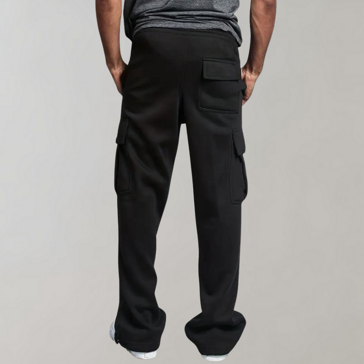 Herren Jogger Cargo-Hose, schwarz, locker sitzend, komfortabel und stilvoll für Alltag und Freizeitaktivitäten.