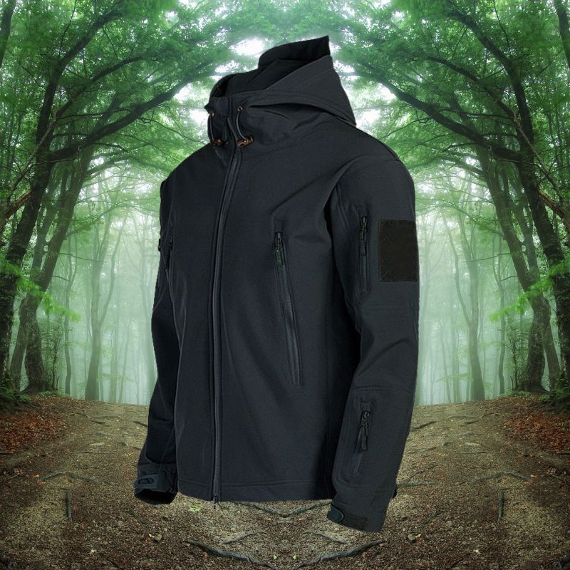 Graue Herren taktische Outdoorjacke, wasserdicht & robust. Ideal als Übergangsjacke für Abenteuer & Freizeit.