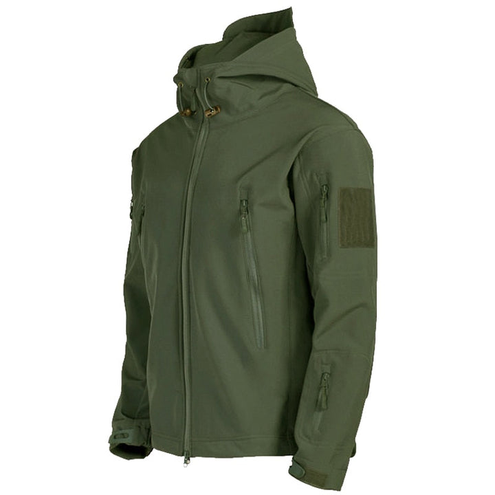 Strapazierfähige Khaki Herrenjacke, taktisch & wasserdicht. Perfekt als Übergangsjacke für jedes Abenteuer.