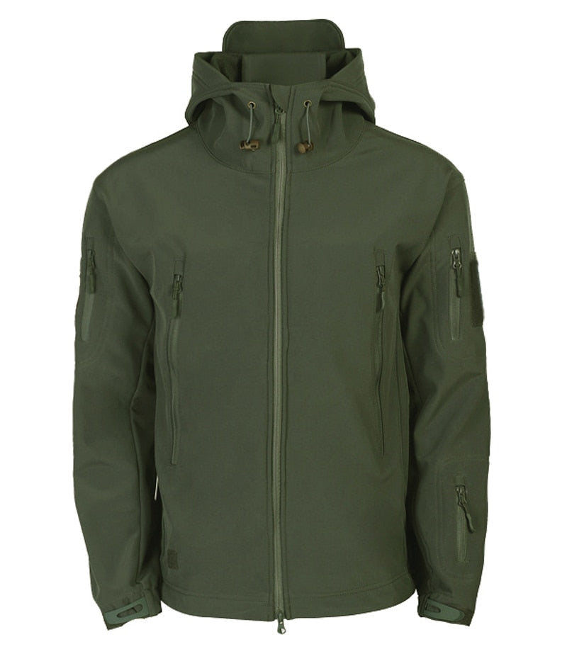Winddichte & robuste Militärgrüne Herren Taktikjacke. Wasserdichte Outdoorjacke für Freizeit.