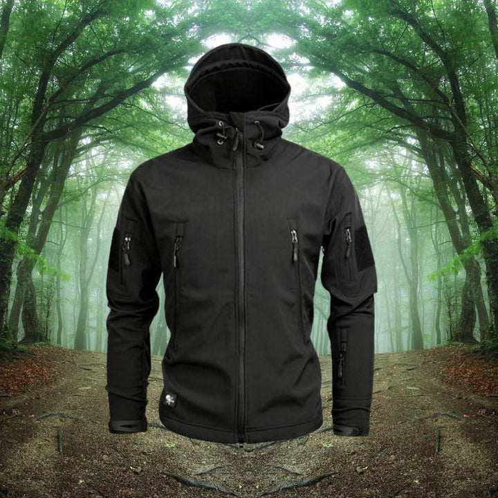 Khaki Herren Outdoorjacke, winddicht & robust. Taktische Übergangsjacke mit Reißverschluss für Freizeit & Abenteuer.