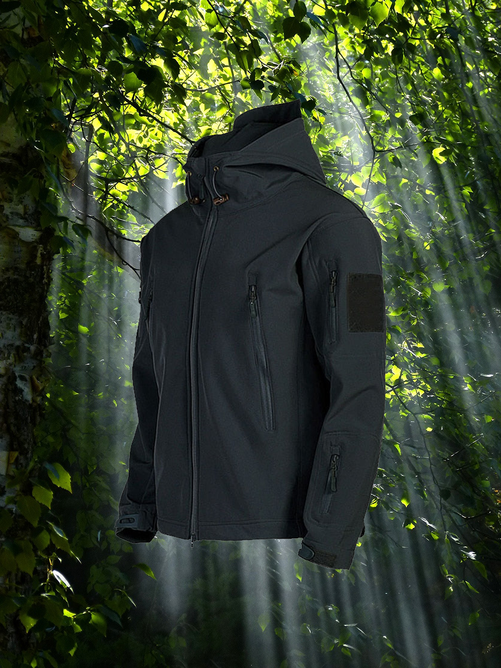 Khaki Herren Übergangsjacke, taktisch & robust. Winddichte Outdoorjacke für Abenteuer und Freizeit.