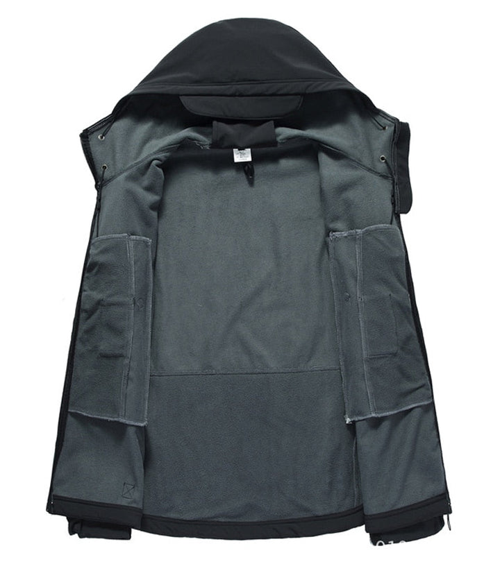 Wasserdichte Herren Outdoor-Abenteuerjacke in Militärgrün. Taktisch, robust & winddicht mit Reißverschluss.