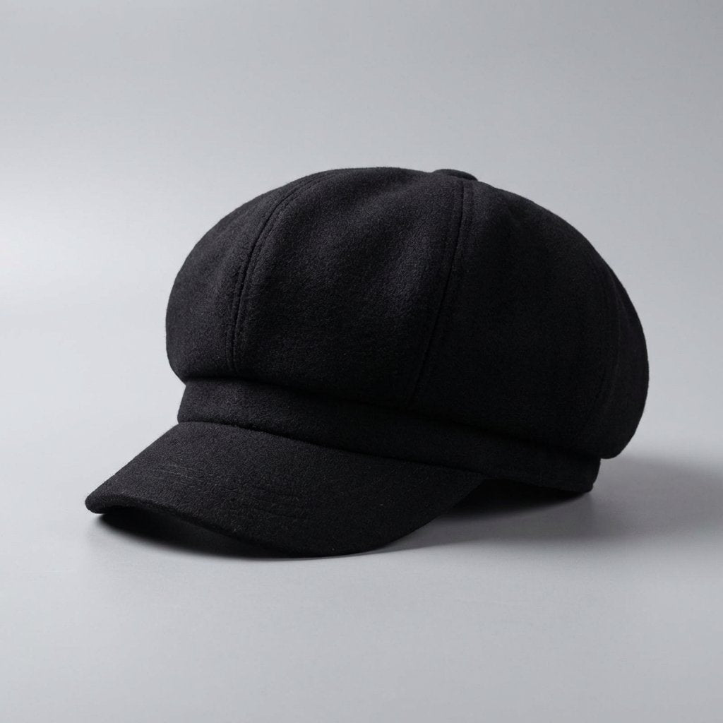 Klassische schwarze Ballonmütze, Einheitsgröße, aus Baumwolle, ideal als Winter Modeaccessoire.