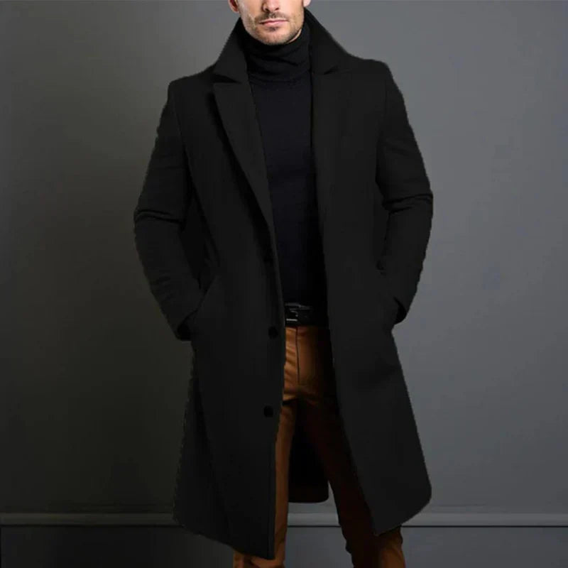 Grauer Herren Wintermantel, warm gefüttert und stilvoll für kalte Herbst- & Wintertage.