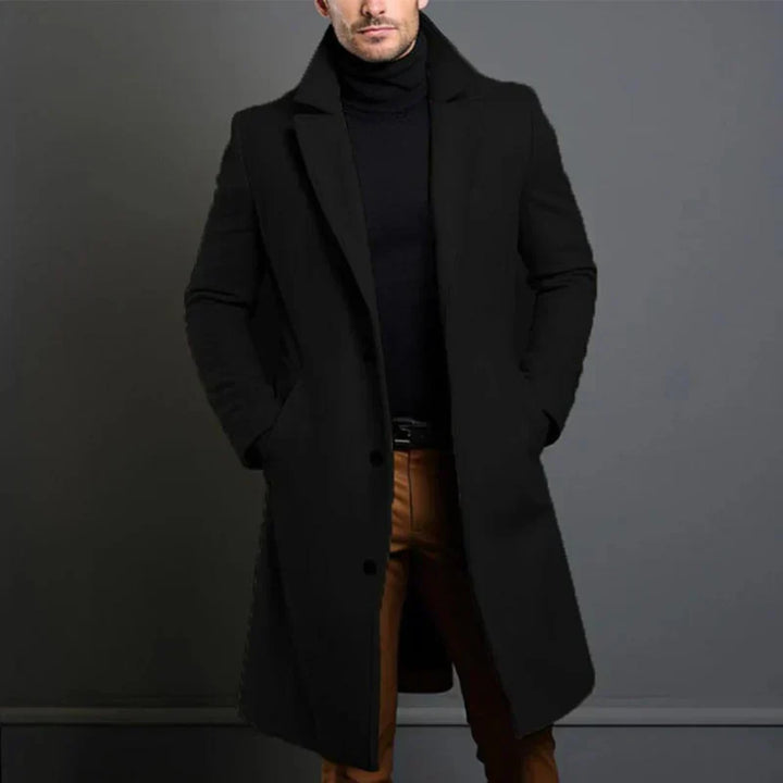 Grauer Herren Wintermantel, warm gefüttert und stilvoll für kalte Herbst- & Wintertage.