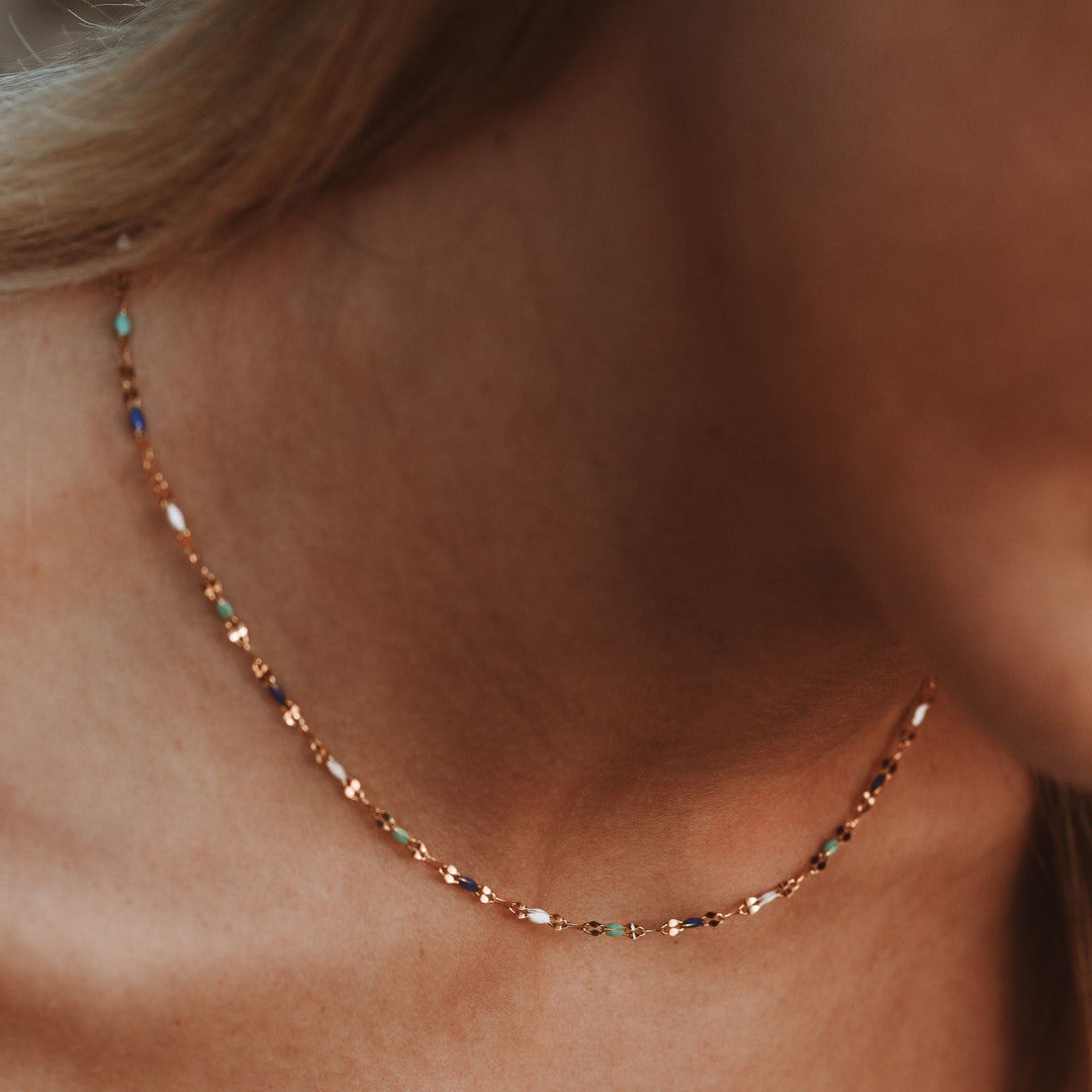 Modische Choker Halskette mit farbigen Emaille Akzenten